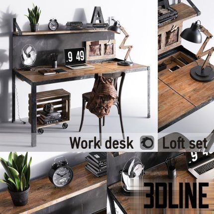 Work desk Loft set 0(3dline.net)