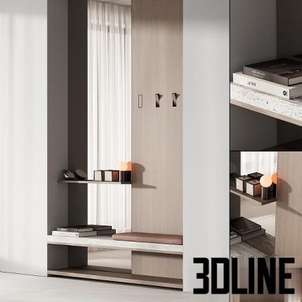 Hallway Zone Minimal Wood Japandi (3dline.net)