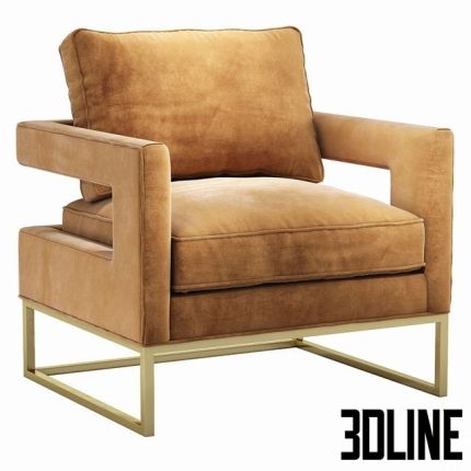 Avery Cognac Velvet Chair 0(3dline.net)