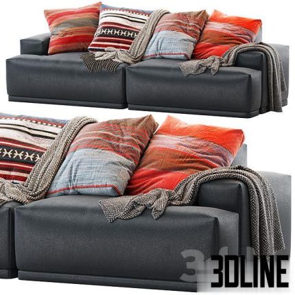 CONNECT MODULAR SOFA with plaid and pillows 0(3dline.net)