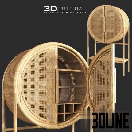 Cane Bar Cabinet 0(3dline.net)
