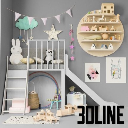 Children's room with toys and furniture for children 3 0(3dline.net)