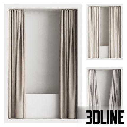 Double shower curtain with hidden ceiling cornice 0(3dline.net)