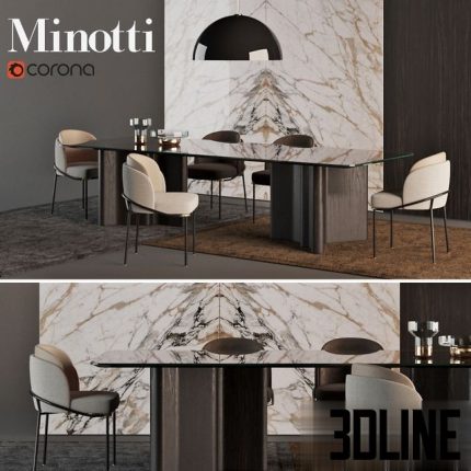 MINOTTI Chair Fil Noir dinning Table Luo dinning 0 (2)(3dline.net)
