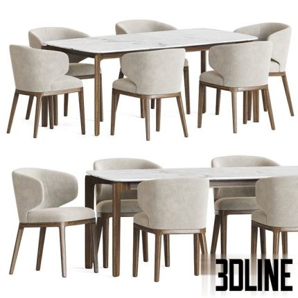 Modern Dining Chair & Dining Table Set 52 0(3dline.net)