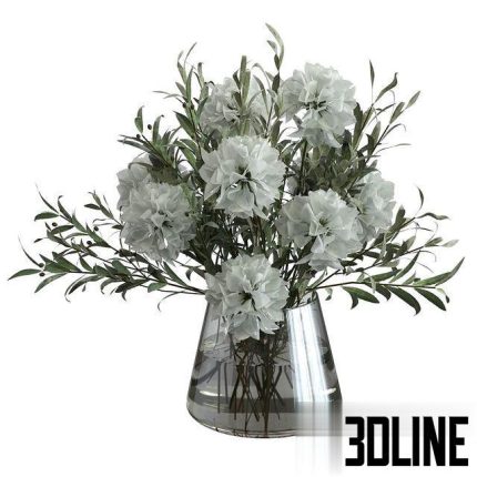 Olive bouquet with white flowers 0(3dline.net)