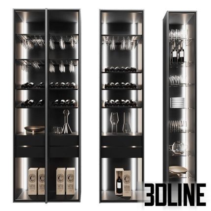 Set of display cases of different widths_1 0(3dline.net)