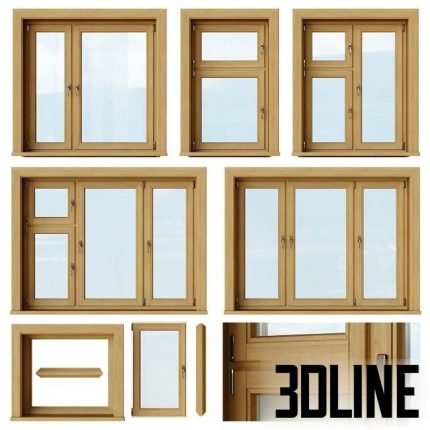 Set of wooden windows 1 + Designer 0(3dline.net)
