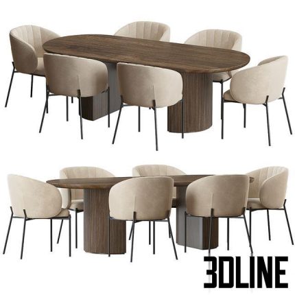Shell Back dining chair and Moon Table 0(3dline.net)