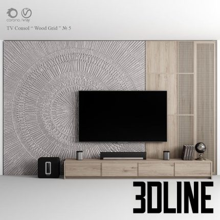TV Consol Wood Grid 0(3dline.net)