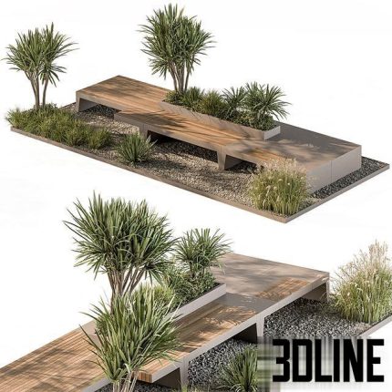Urban Furniture Bench with Plants Set 42 0(3dline.net)