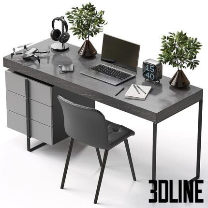Workplace with decor and electronics 0(3dline.net)