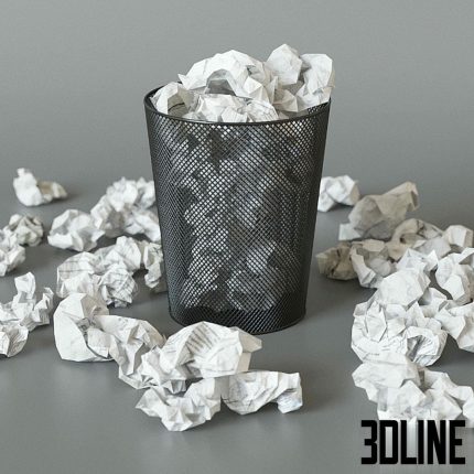 A_trash_can_with_papers(3dline.net)