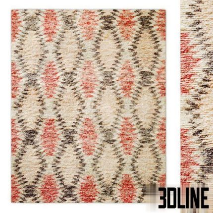 Aztec Handwoven Wool Shag Rug RH 0(3dline.net)