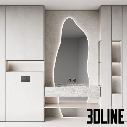 Bathroom furniture set Monochrome grey (3dline.net)