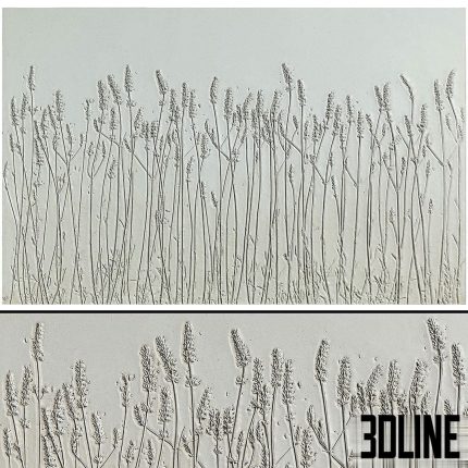 Botanical bas relief plaster wal decorative panel (3dline.net)