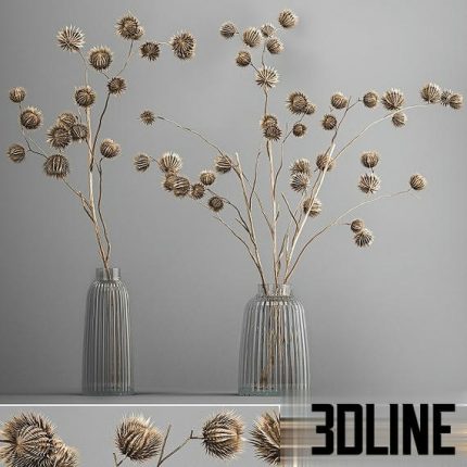 Bouquet of Dried Flowers in A Vase (3dline.net)