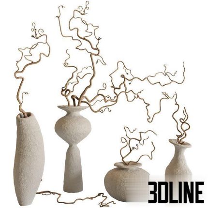 Branches and vases set 0(3dline.net)