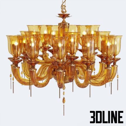 Chandelier Euroluce Julienne Amber L12 6  6 Glass (3dline.net)