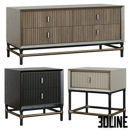 Chest of drawers and bedside tables in Art Deco style  (3dline.net)