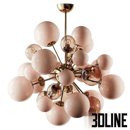 Clear and Opaque Pink Blush Murano Glass and Brass (3dline.net)