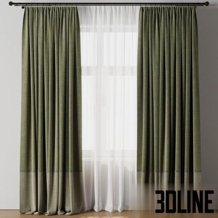 Curtain with rod 19 Green curtain HBH 0(3dline.net)