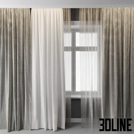 Curtains with window 0(3dline.net)