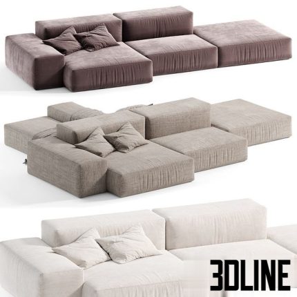Extrasoft Living Modular Sofa by Italini, Modular sofa 0(3dline.net)