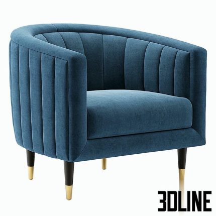 Fluted Juno Velvet Occasional Chair(3dline.net)