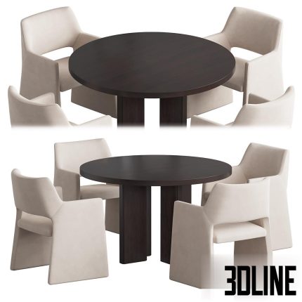 Foley Faux chair Wood table(3dline.net)