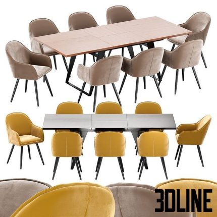 Frida dining chair and table HA1518-3 0(3dline.net)