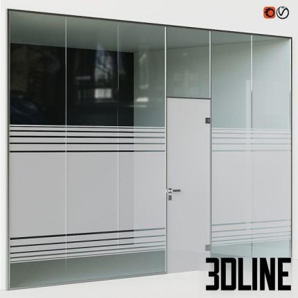Glass office partitions Doors 0(3dline.net)
