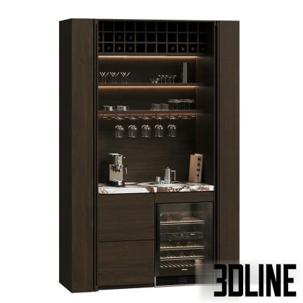 Hidden Cabinet Coffee Bar Station(3dline.net)