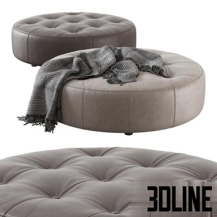 Leathercraft Vivian Round Ottoman 0(3dline.net)