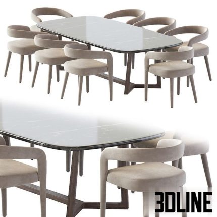 Lisette White Dining Chair and Concorde Table 2(3dline.net)