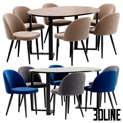 Melody dining chair and Sheffilton table 00(3dline.net)