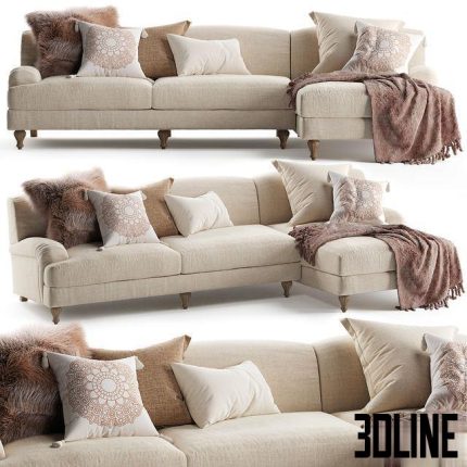 Rose Fabric Sofa Chaise 0(3dline.net)