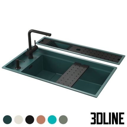 Sink and mixer Omoikiri Kinaru Pro 86-U-I 0(3dline.net)