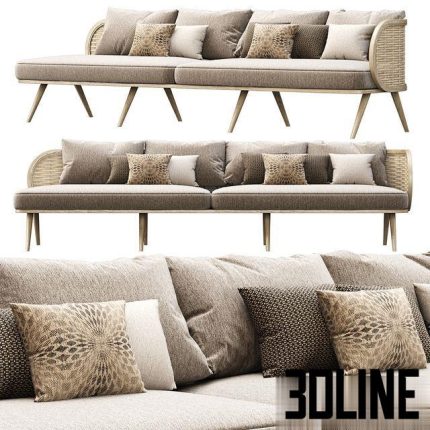 Victoria large wooden rattan sofa FD50 0(3dline.net)