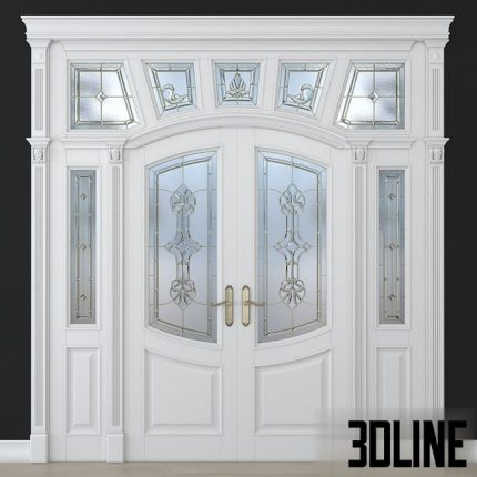 A door with a stained-glass window 0(3dline.net)