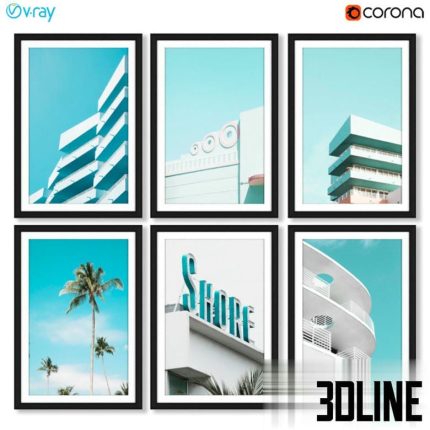 A series of posters with the architecture of Miami(3dline.net)