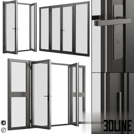 A set of metal windows and doors 0(3dline.net)