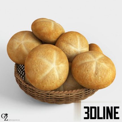 Basket with buns 01(3dline.net)
