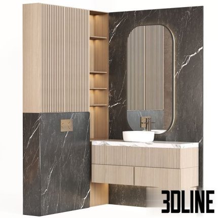 Bathroom furniture 006 in a modern minimalist style 0(3dline.net)