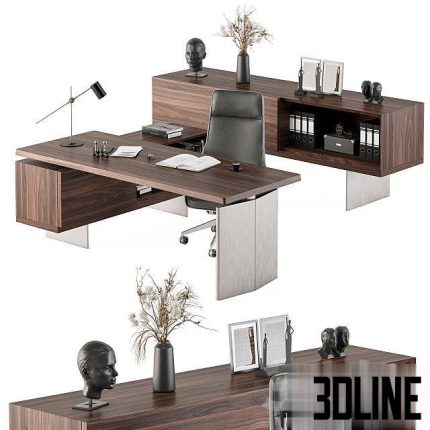 Boss Desk Wood and Steel Office Furniture 235 0(3dline.net)