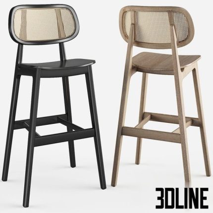 Cane wood restaurant bar stool 0(3dline.net)