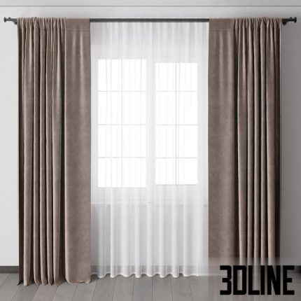Curtains with metal curtain rod 12 0(3dline.net)