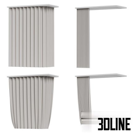 Fabric curtain for a corner bathroom with fastening to the ceiling(3dline.net)