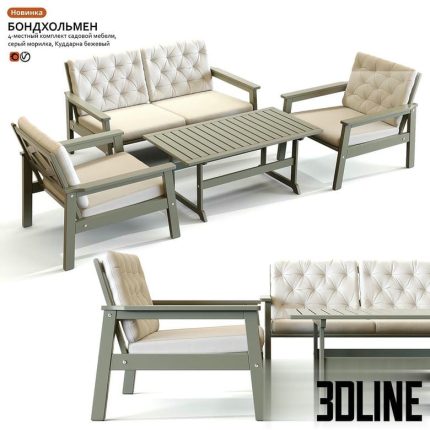 Garden table and chair IKEA BONDHOLMEN(3dline.net)