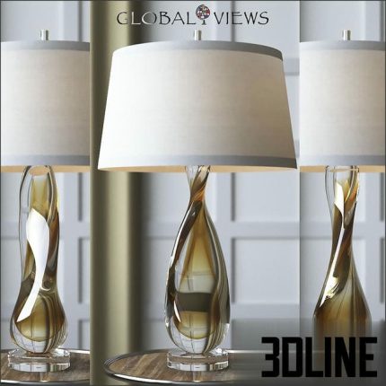 Global Views Amber Twisted Art Glass Lamp (3dline.net)